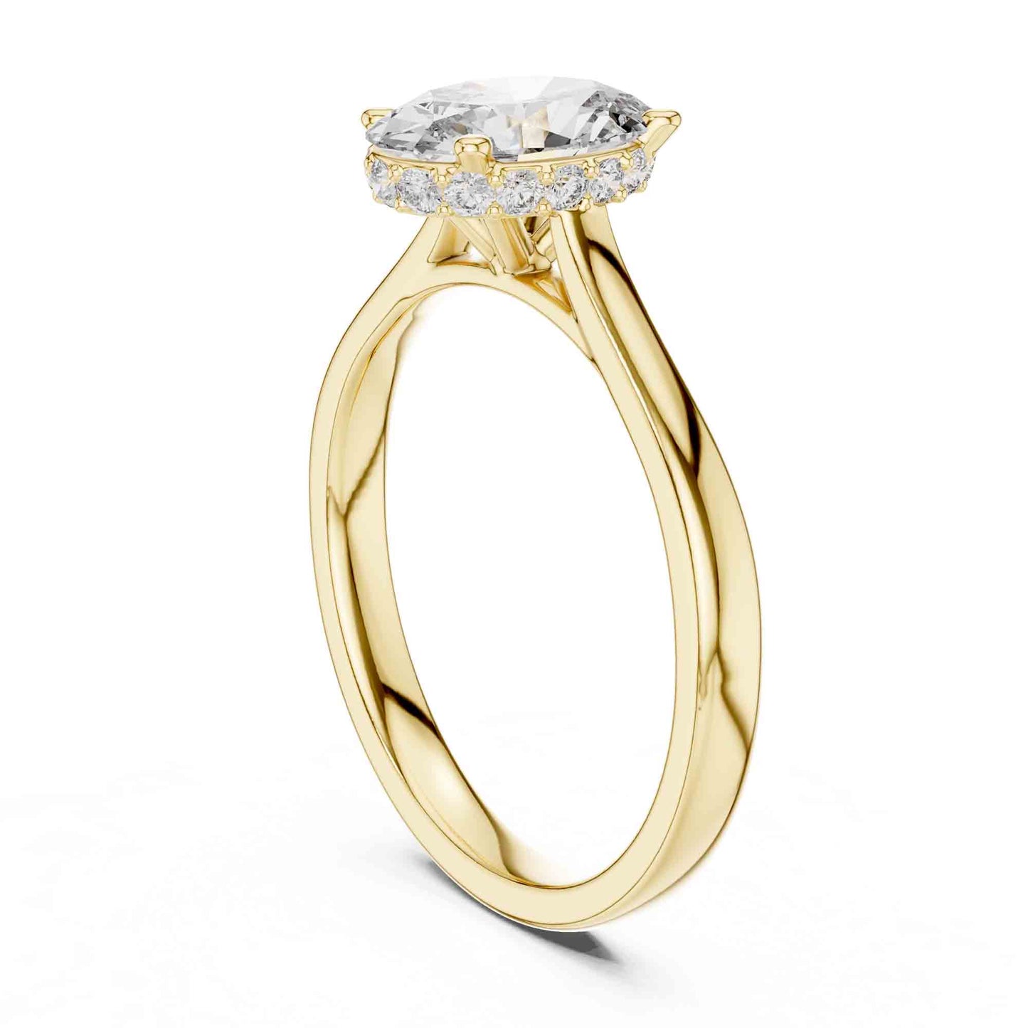 1.5 Carat Oval Lab Grown Diamond Solitaire Ring with Hidden Halo