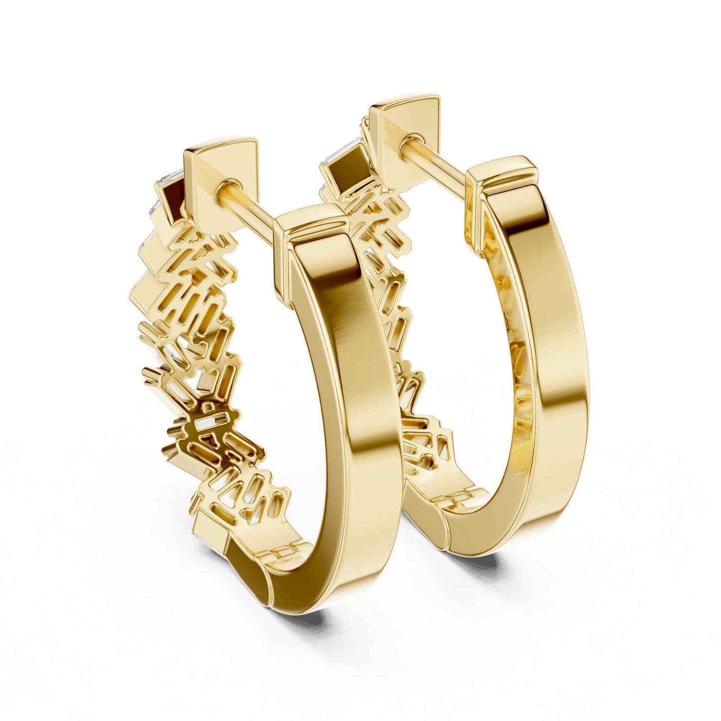Baguette Cluster Cut Lab Grown Diamond Statement Hoop & Huggie Earrings