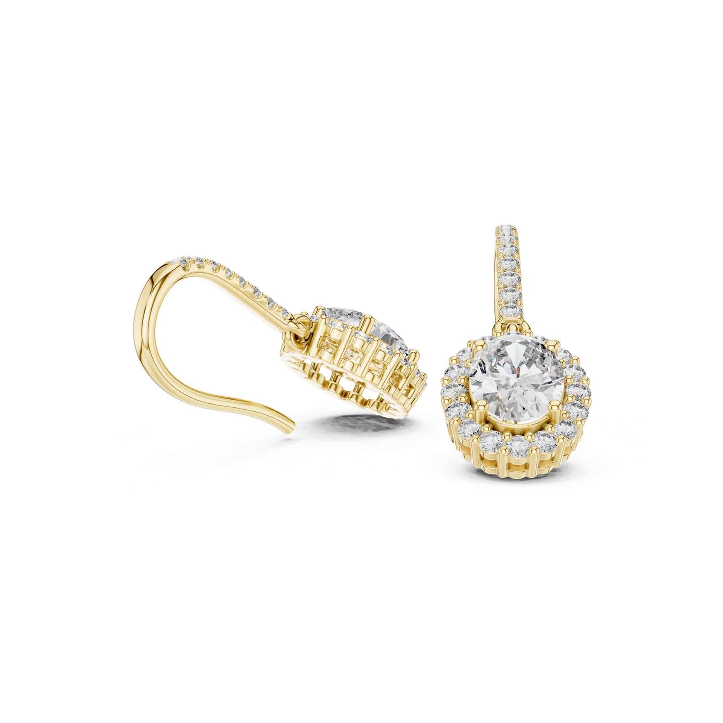 Oval Halo Lab Grown Diamond Drop & Dangle Earrings