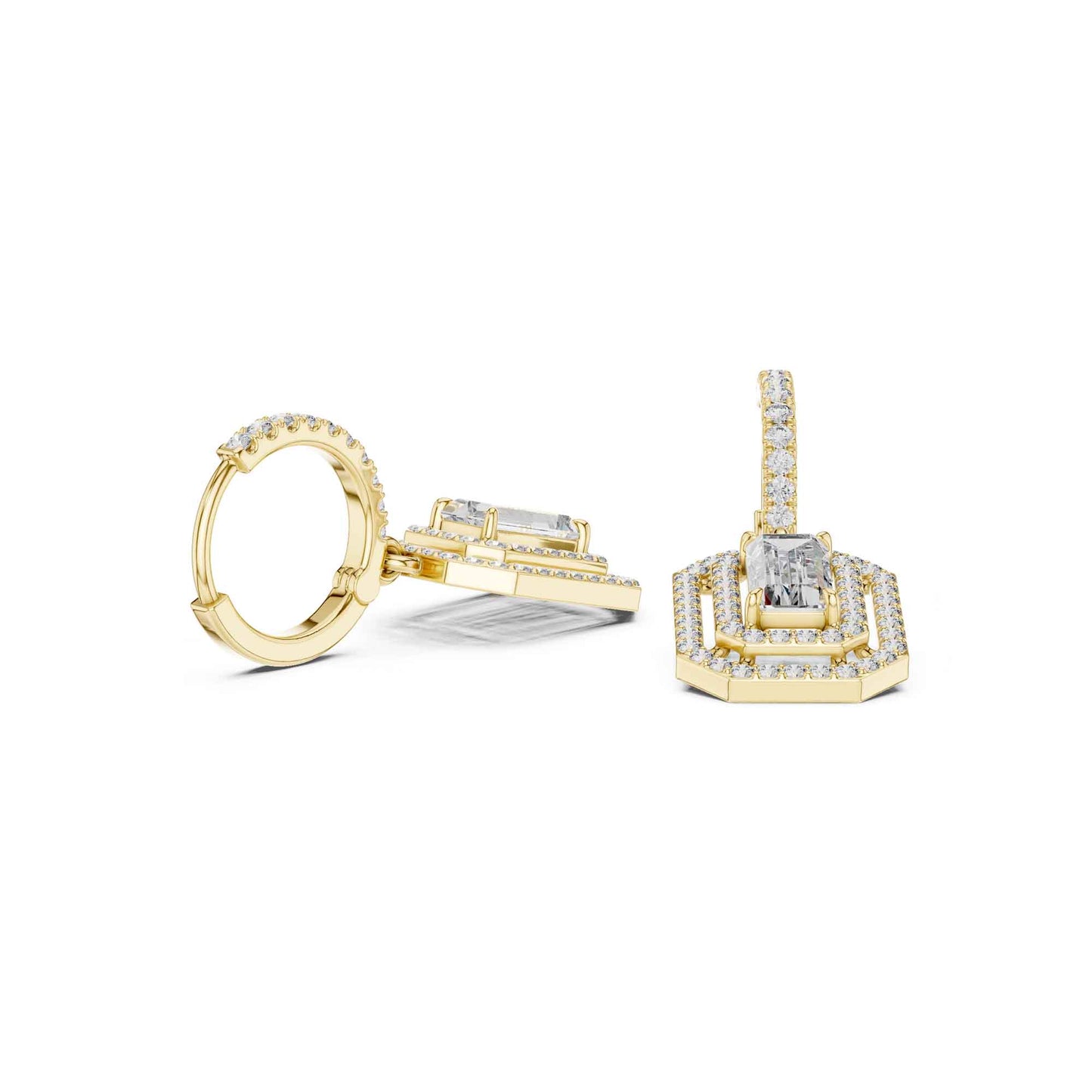 Emerald Cut Lab Grown Diamond Geometric Drop & Dangle Earrings