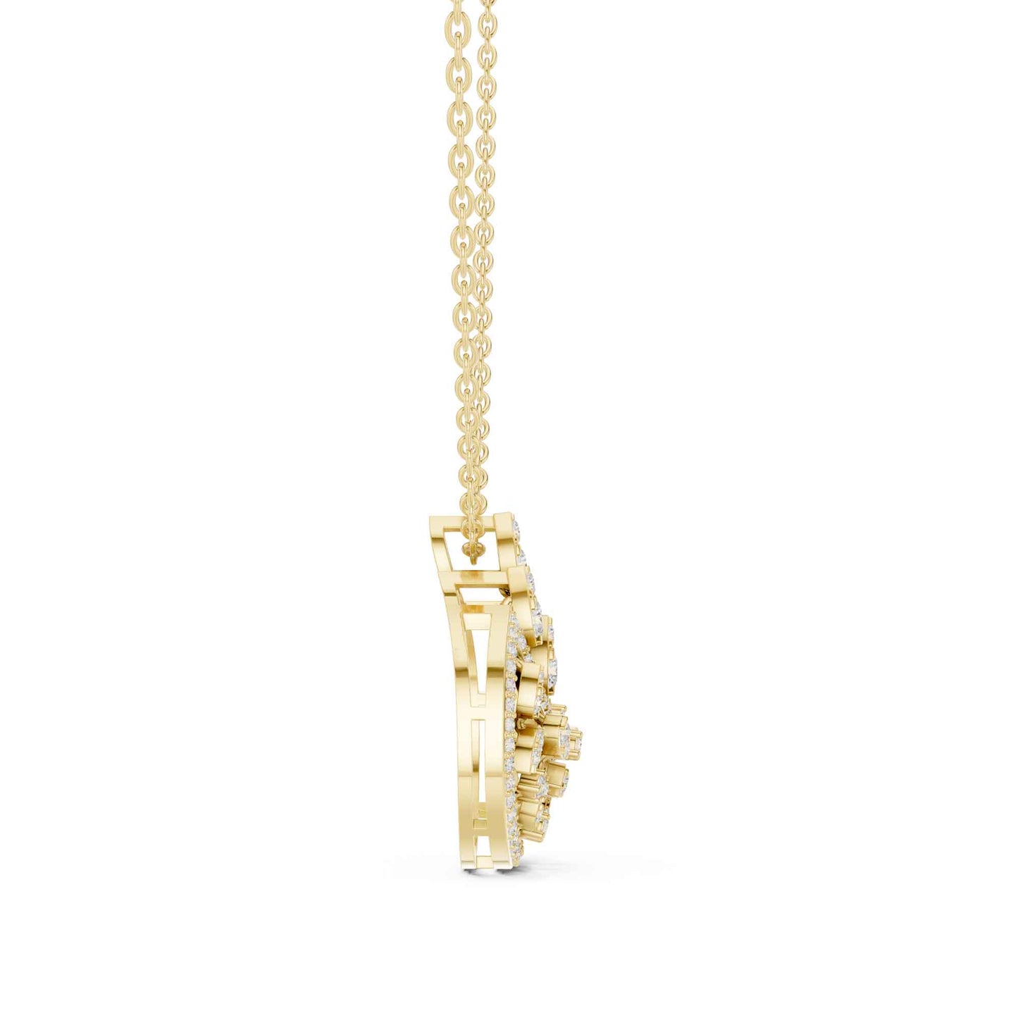 Round Cut Lab Grown Diamond Circle Cluster Chain & Pendant