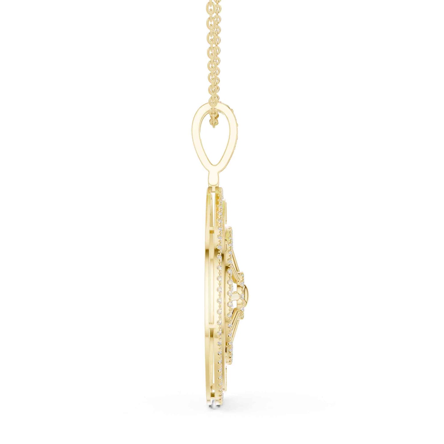 Lab Grown Diamond Compass Wheel Chain & Pendant