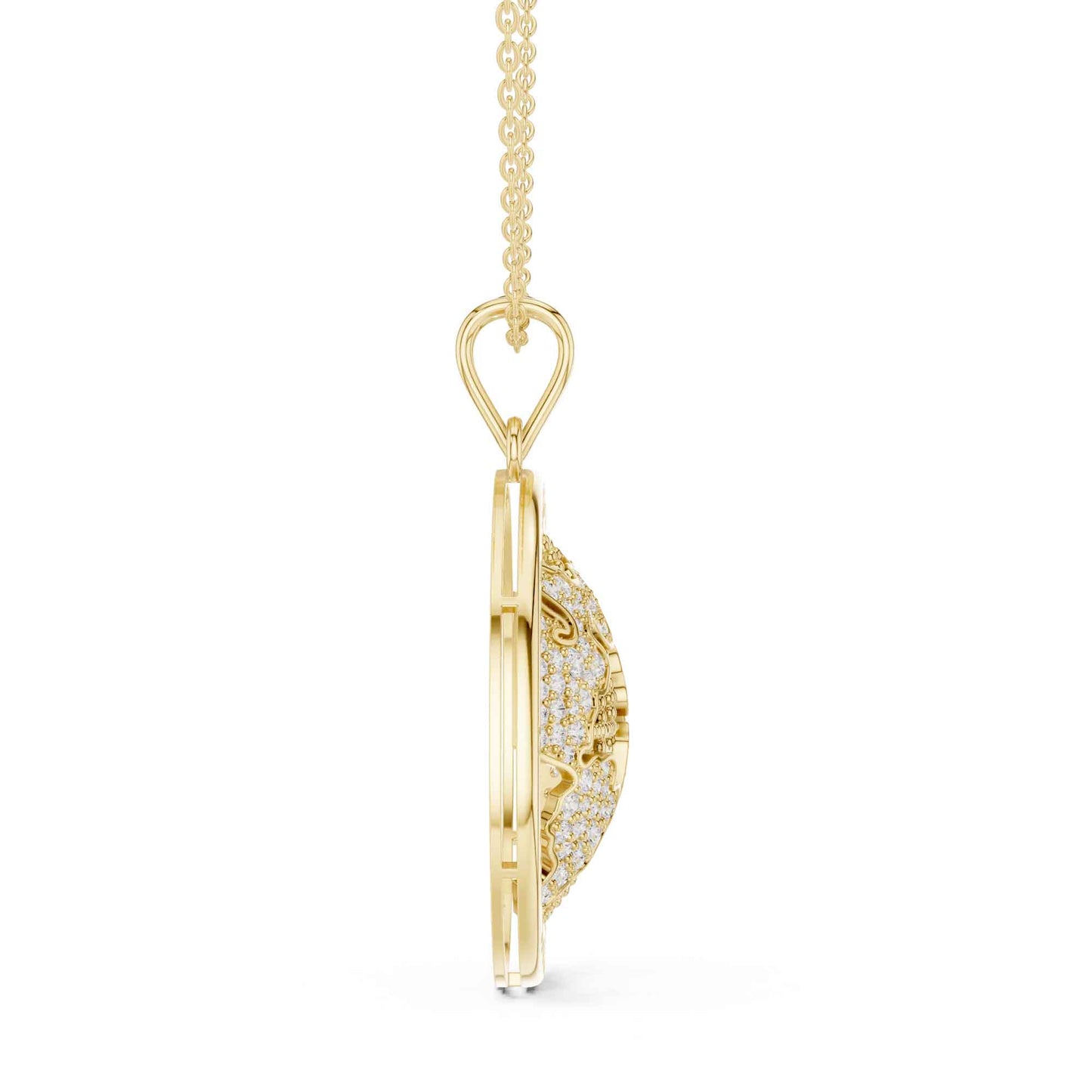 Lab Grown Diamond World Globe Medallion Chain & Pendant