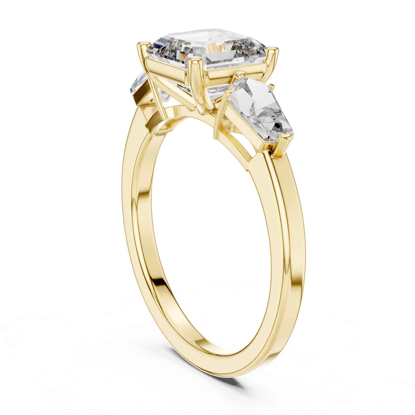 1 Carat Asscher-Cut Three-Stone Diamond Engagement Ring