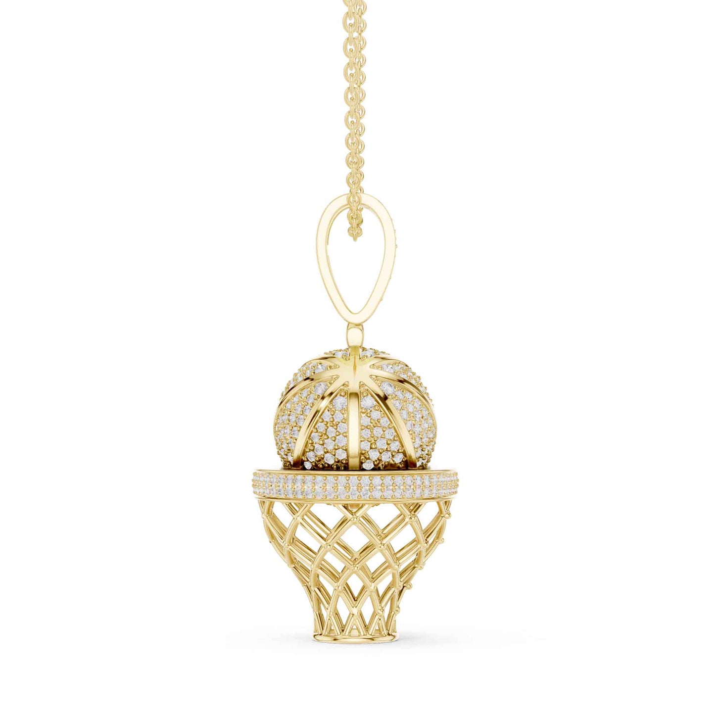 Iced Basketball Hoop Statement Lab Grown Diamond Chain & Pendant