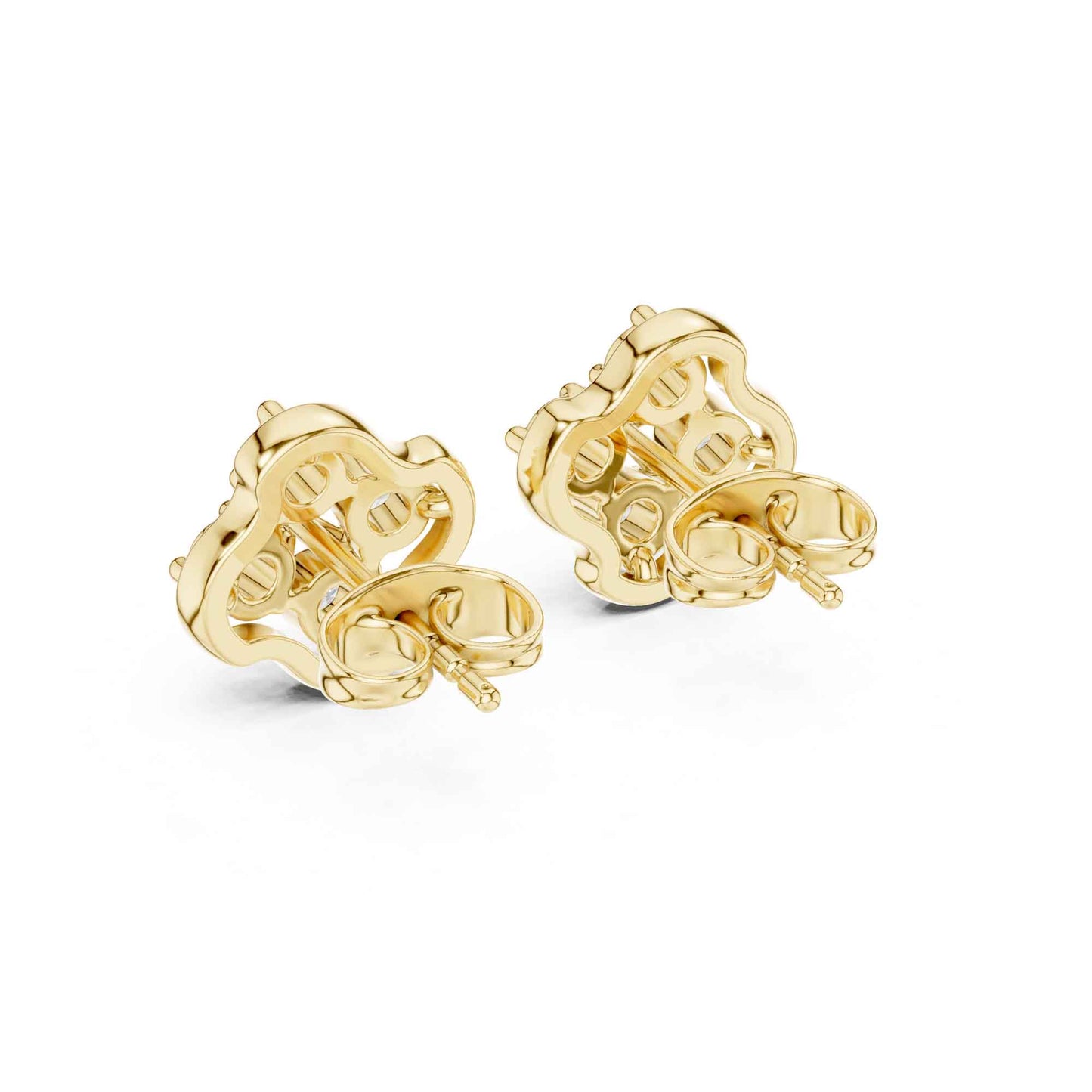 Floral Round Cut Lab Grown Diamond Cluster Stud Earrings
