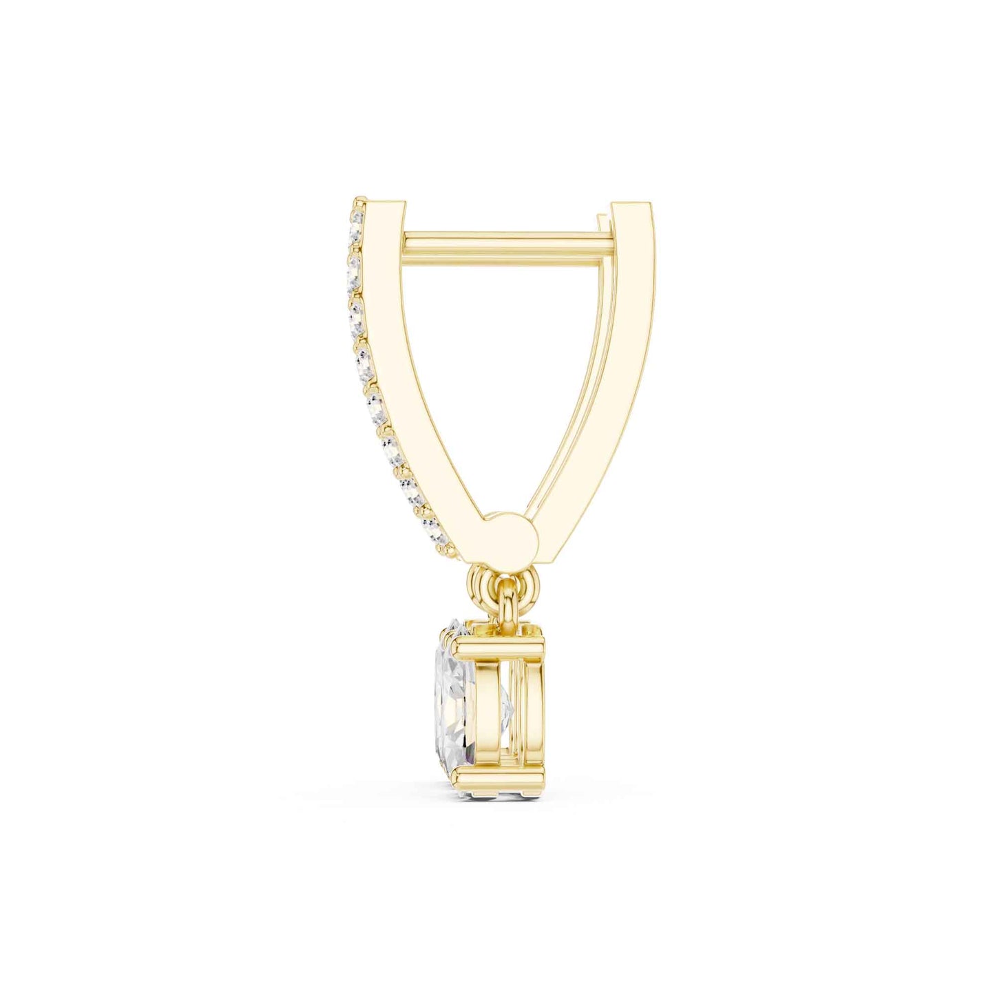 Round Cut Lab Grown Diamond Pavé With Oval Drop & Dangle Earrings