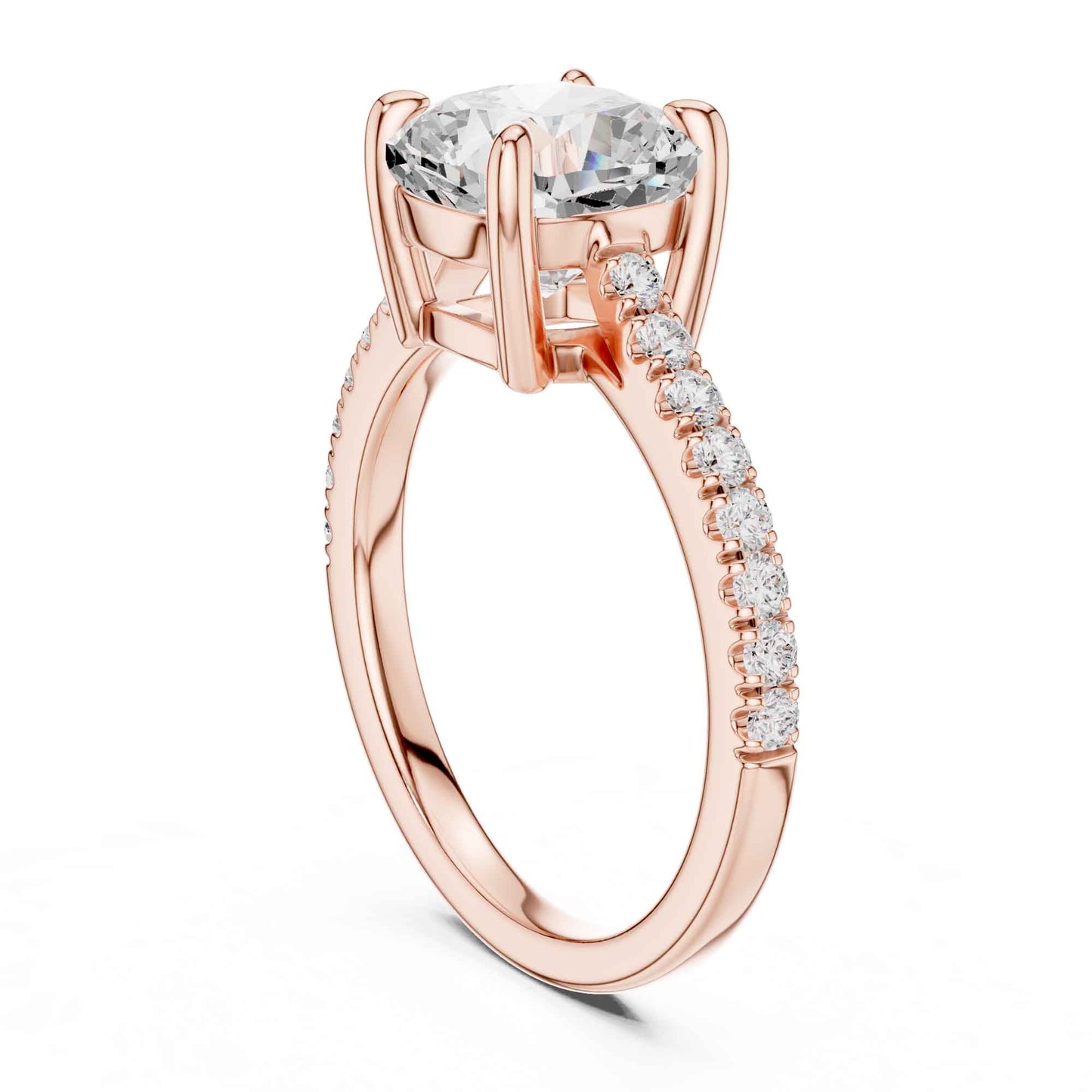 2 Carat Cushion Cut Lab Grown Diamond Pavé Engagement Ring