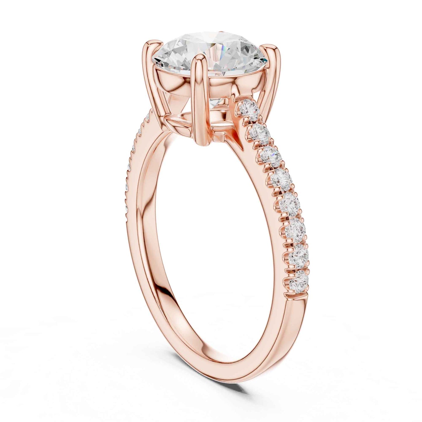 2 Carat Round Lab Grown Diamond Pavé Engagement Ring