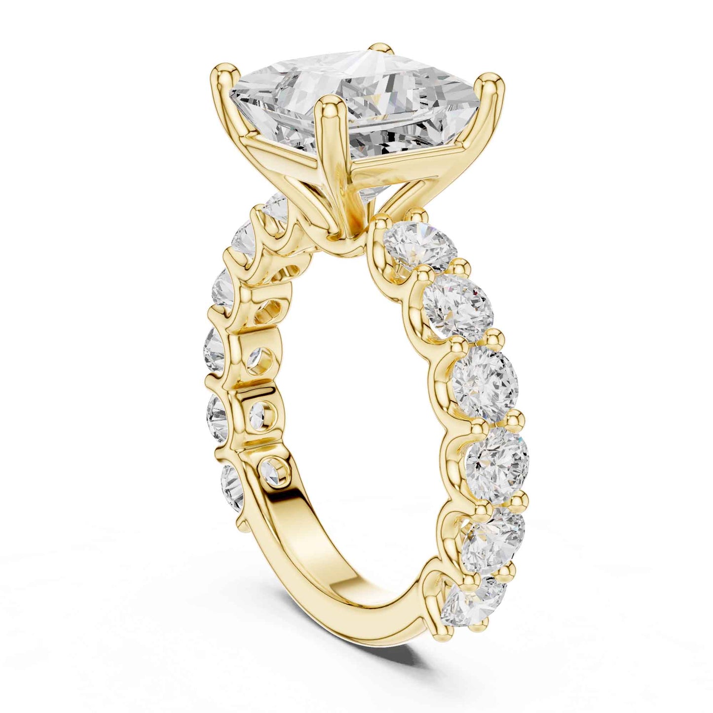 4 Carat Princess Shape Lab Grown Diamond Ring with Side Diamonds