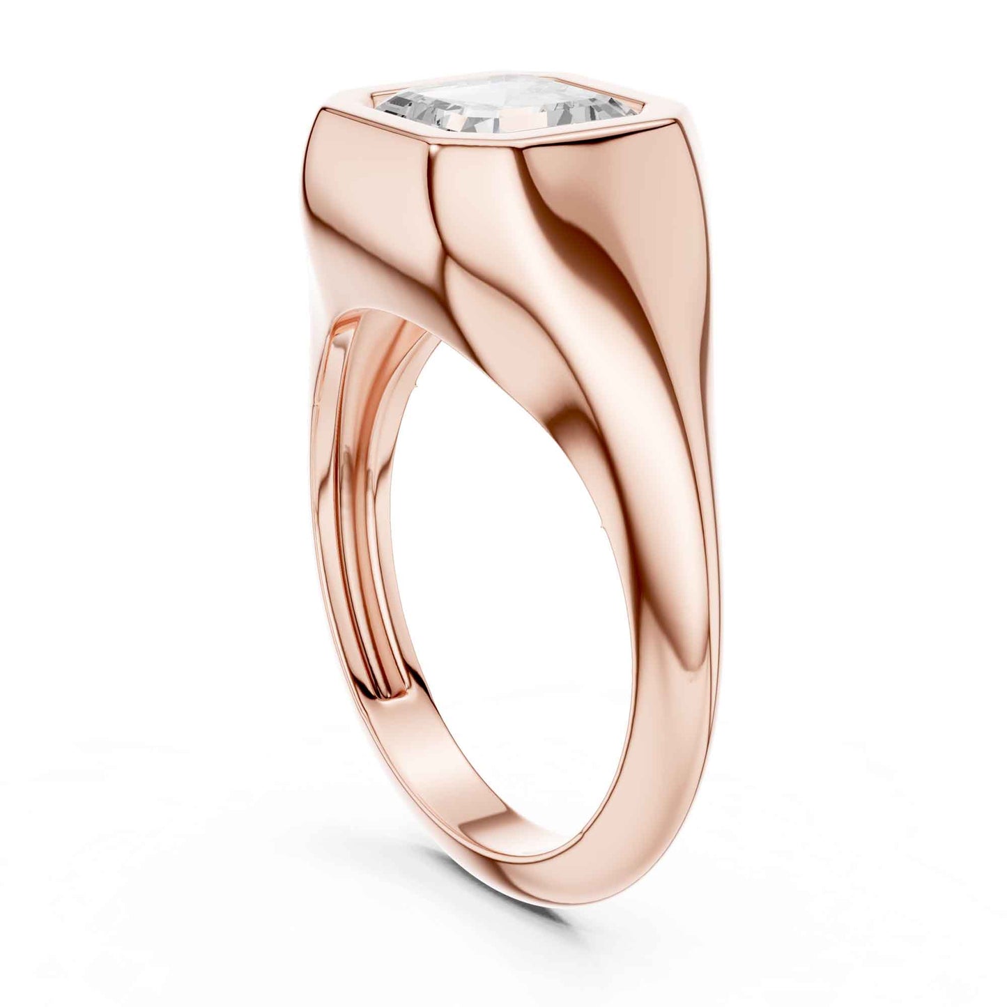 2 Carat Asscher Lab Grown Diamond Bezel Set Statement Ring