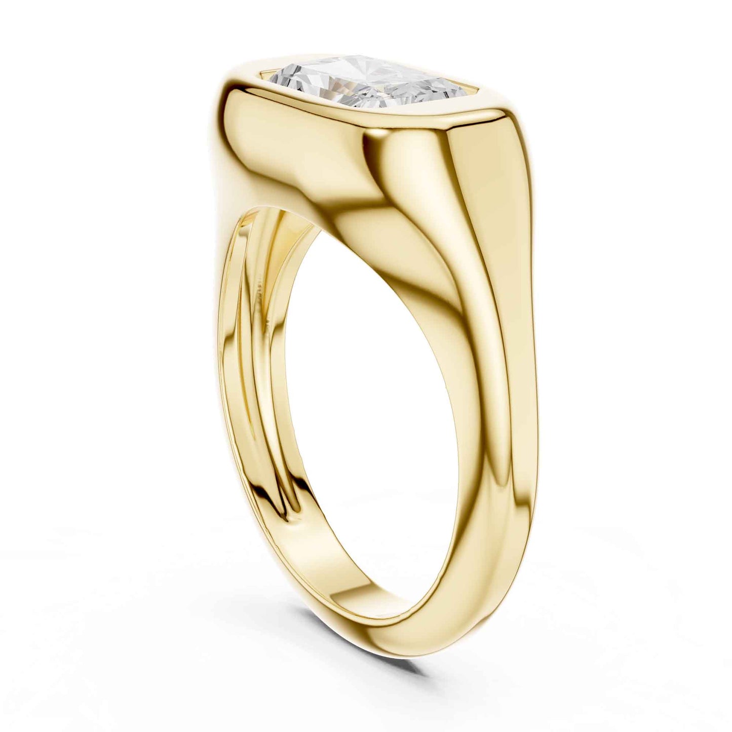 2 Carat Radiant Cut Lab Grown Diamond Bezel Set Statement Ring