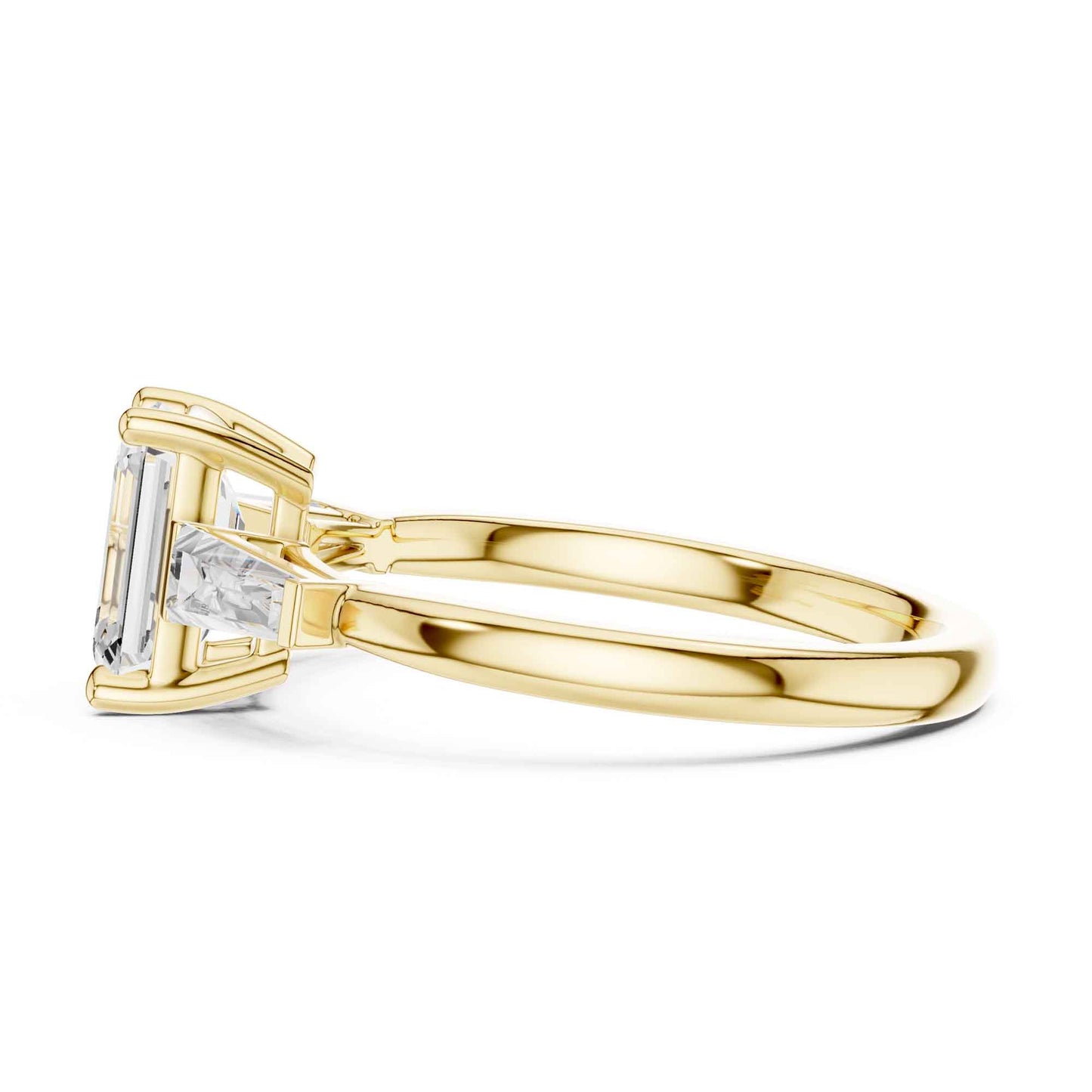 1.5 Carat Emerald Cut Lab Grown Diamond Engagement Ring with Tapered Side Stones
