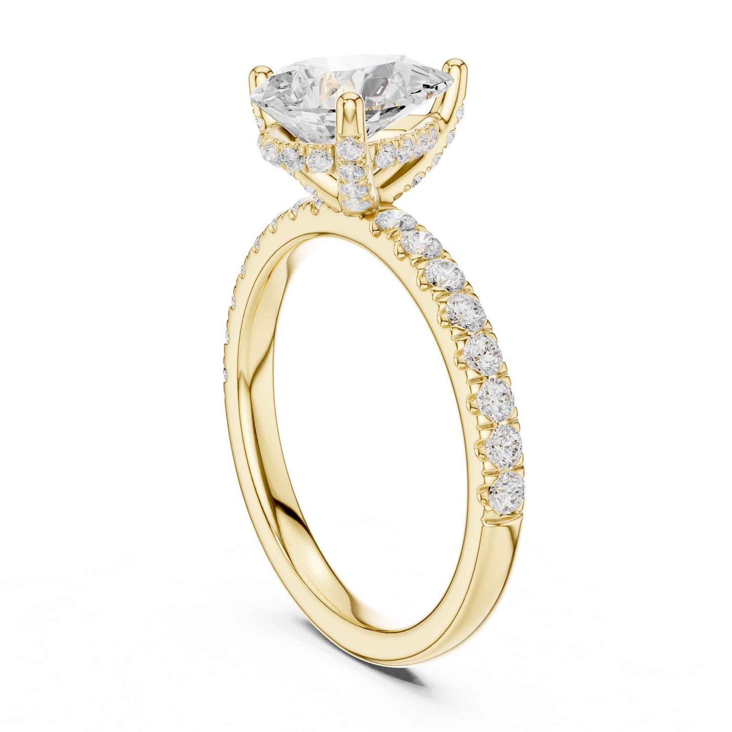 2 Carat Pear Cut Moissanite Diamond Pavé Engagement Ring