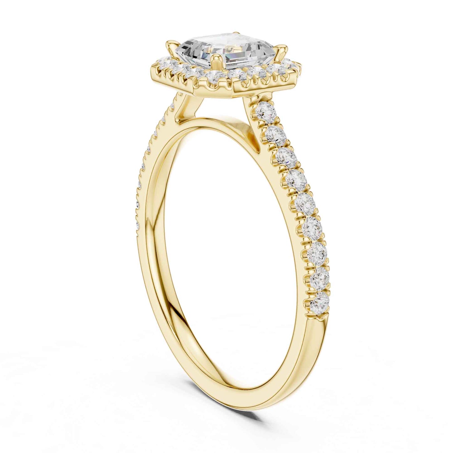 1 Carat Asscher Cut Lab Grown Diamond Halo Engagement Ring
