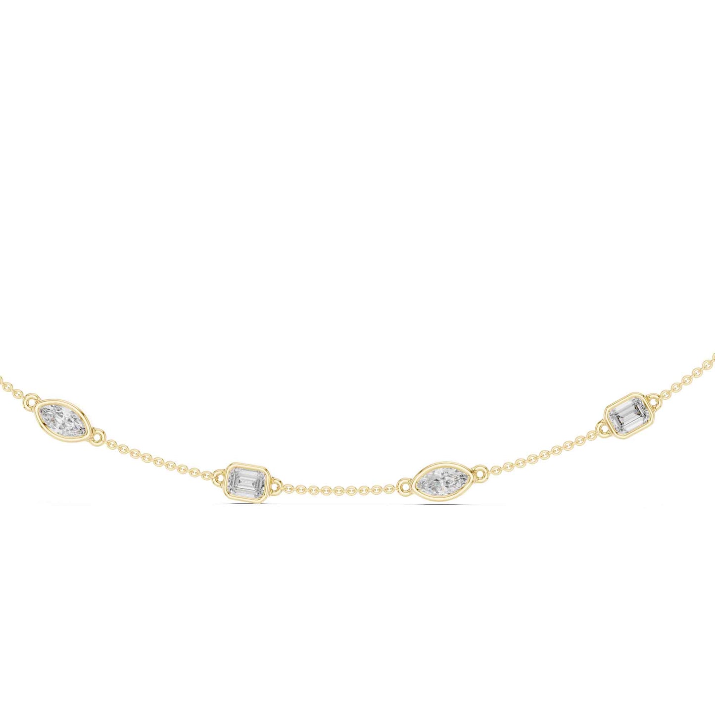 Emerald & Marquise Cut Lab Grown Diamond Station Necklace