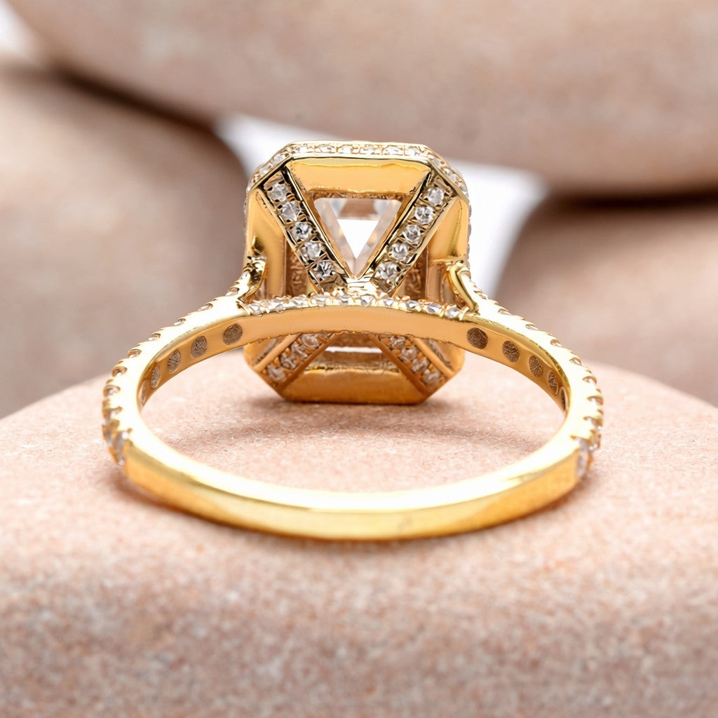 1.5 Carat Center Emerald Cut Moissanite Diamond Engagement Ring