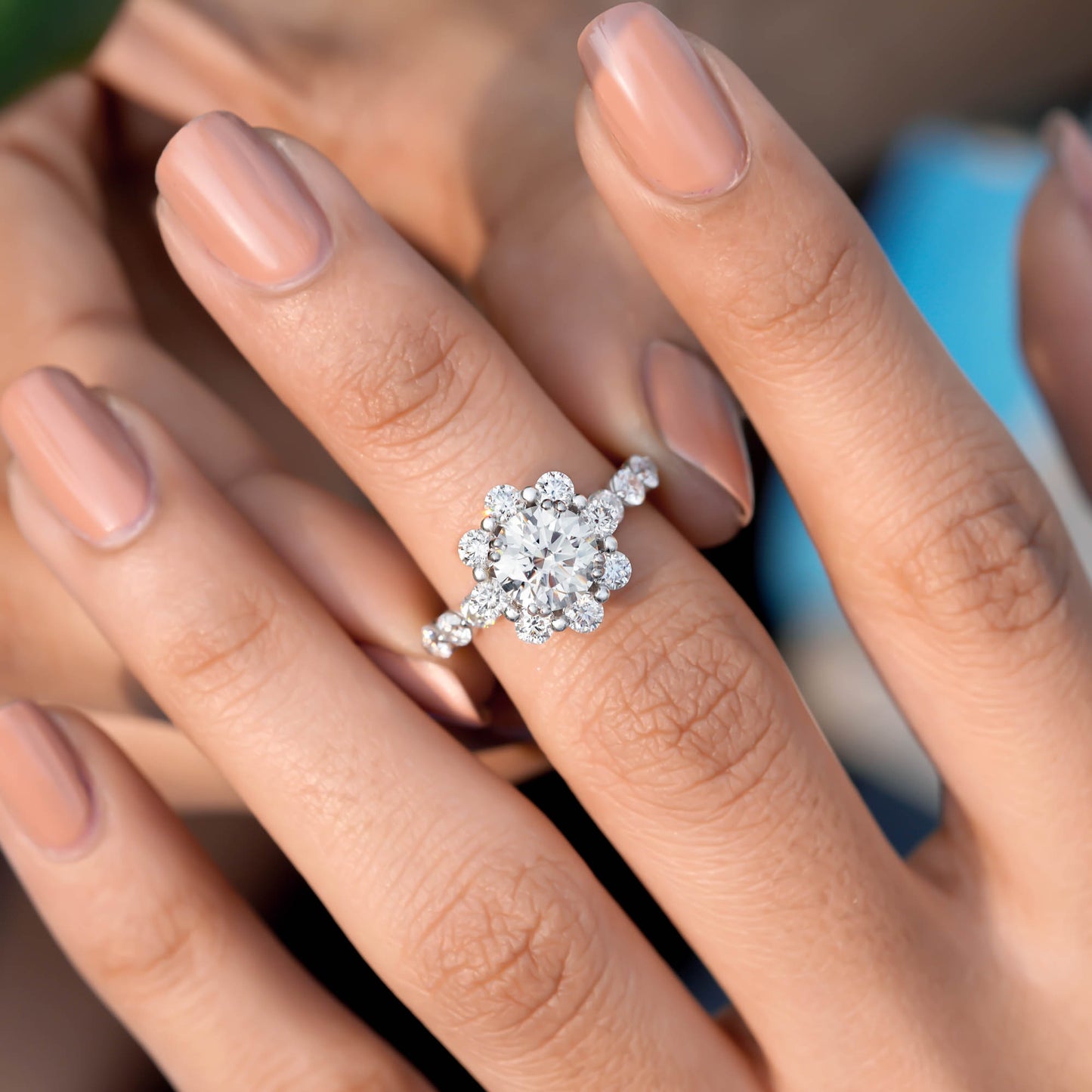 1.5 Carat Center Round Cut Moissanite Diamond Engagement Ring