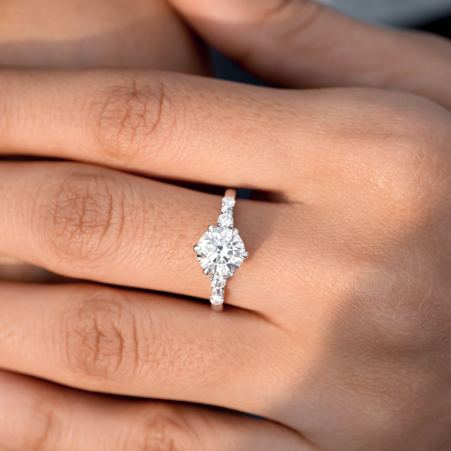 1.5 Carat Center Round Cut Moissanite Diamond Engagement Ring