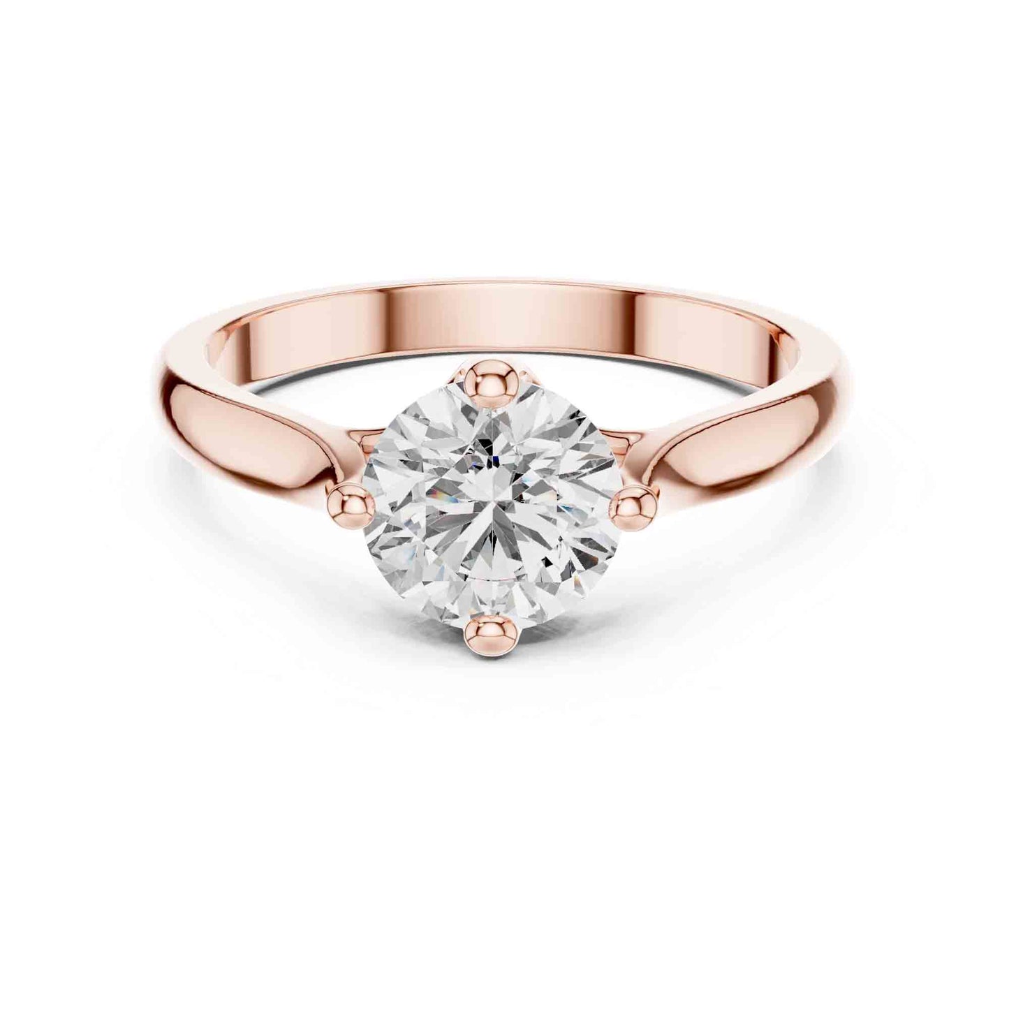 1 Carat Round Cut Lab Grown Diamond Solitaire Ring with Sculpted Crossover Prongs