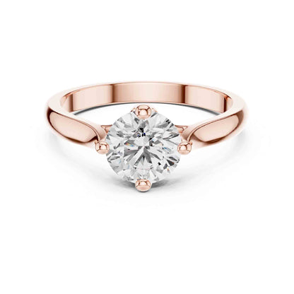 1 Carat Round Cut Lab Grown Diamond Solitaire Ring with Sculpted Crossover Prongs
