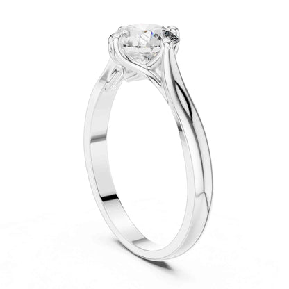 1 Carat Round Cut Lab Grown Diamond Solitaire Ring with Sculpted Crossover Prongs