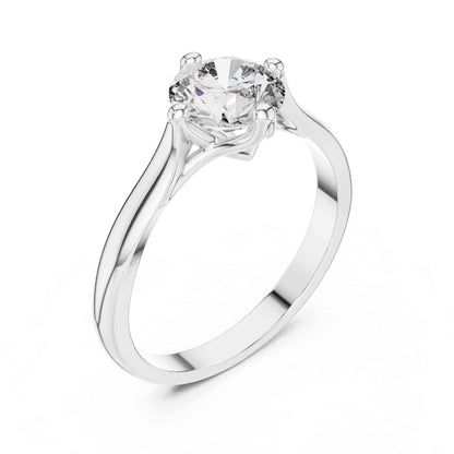 1 Carat Round Cut Lab Grown Diamond Solitaire Ring with Sculpted Crossover Prongs