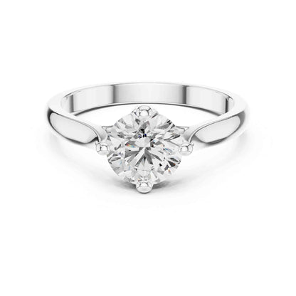 1 Carat Round Cut Lab Grown Diamond Solitaire Ring with Sculpted Crossover Prongs