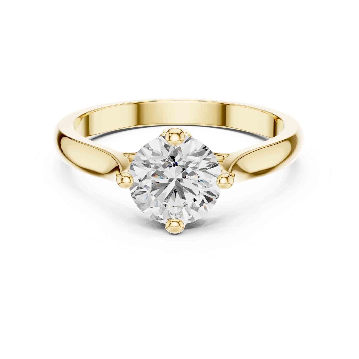 1 Carat Round Cut Lab Grown Diamond Solitaire Ring with Sculpted Crossover Prongs