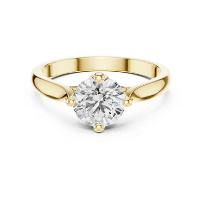 1 Carat Round Cut Lab Grown Diamond Solitaire Ring with Sculpted Crossover Prongs