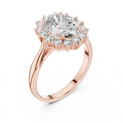 1.5 Carat Oval Halo Lab Grown Diamond Cluster Ring