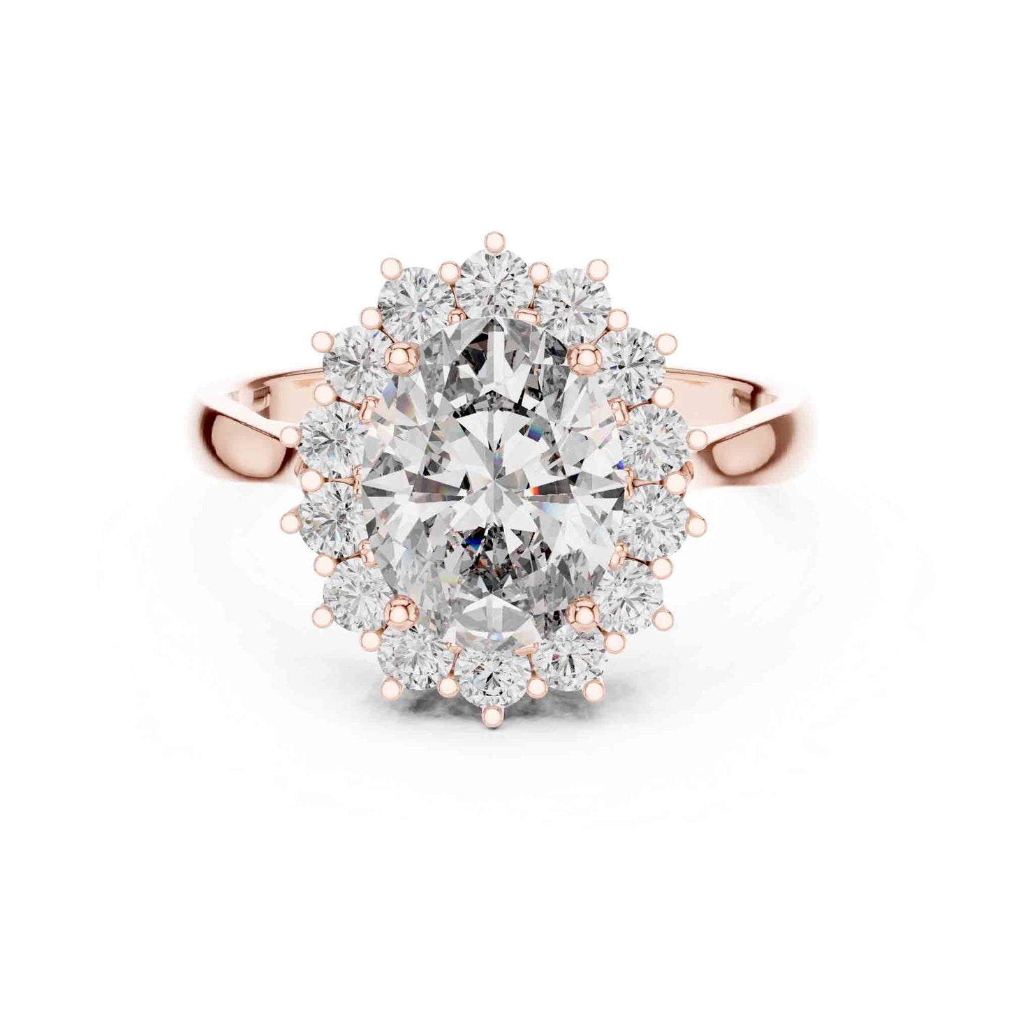 1.5 Carat Oval Halo Lab Grown Diamond Cluster Ring