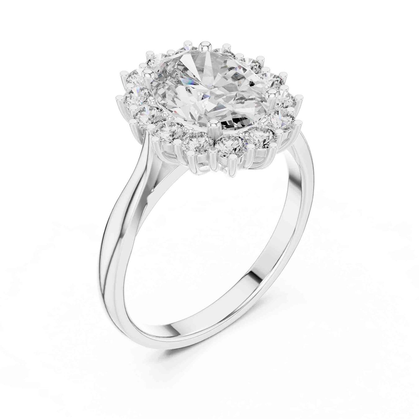 1.5 Carat Oval Halo Lab Grown Diamond Cluster Ring