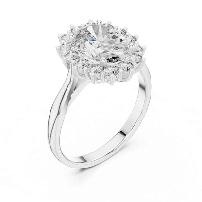 1.5 Carat Oval Halo Lab Grown Diamond Cluster Ring