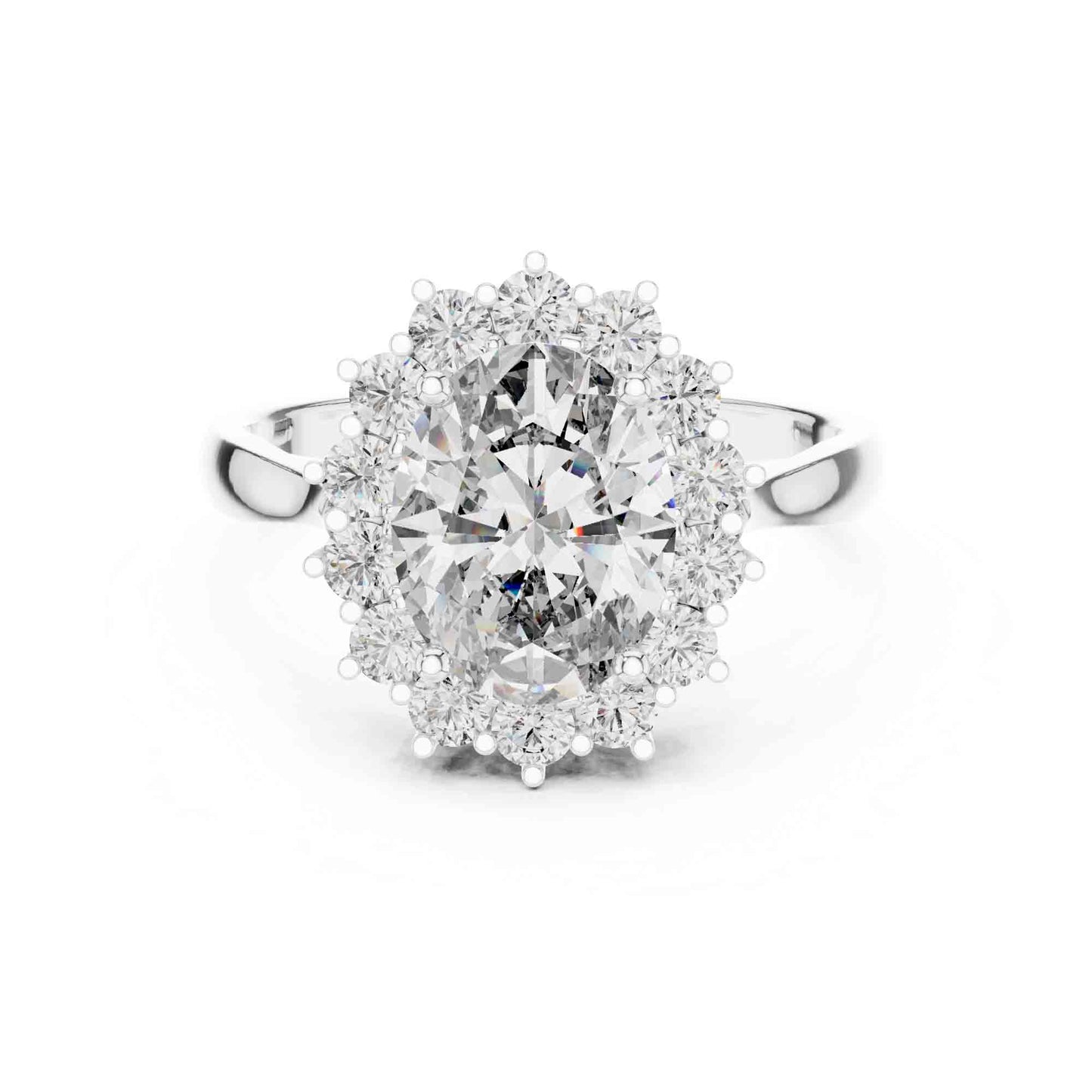 1.5 Carat Oval Halo Lab Grown Diamond Cluster Ring