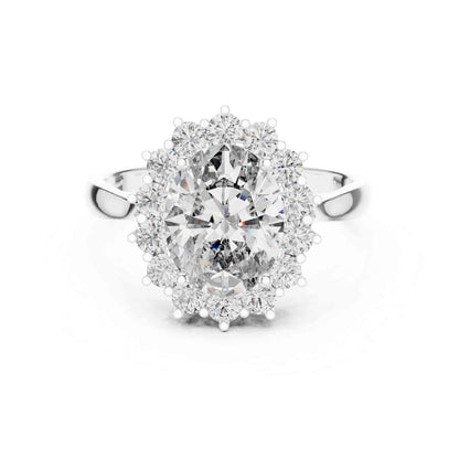 1.5 Carat Oval Halo Lab Grown Diamond Cluster Ring