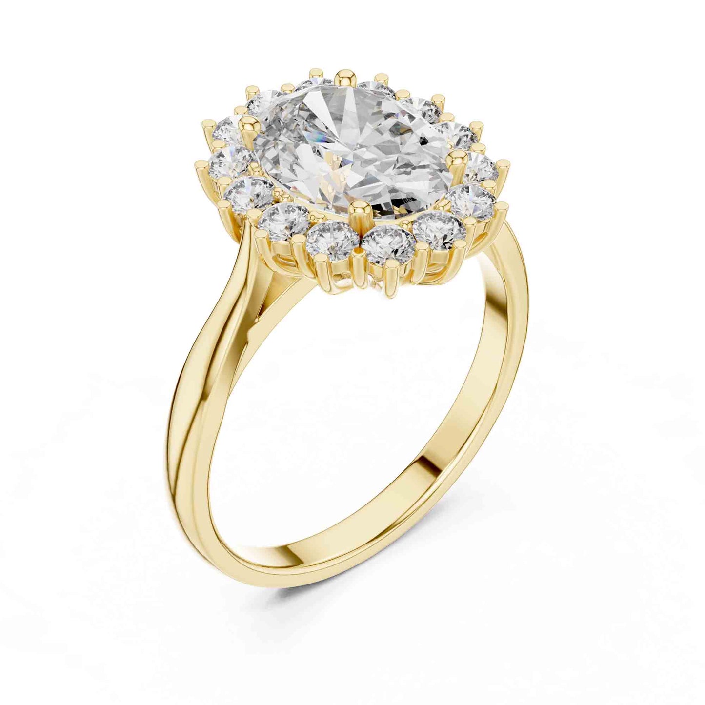 1.5 Carat Oval Halo Lab Grown Diamond Cluster Ring