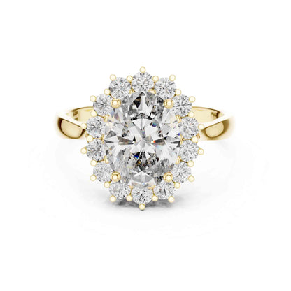 1.5 Carat Oval Halo Lab Grown Diamond Cluster Ring