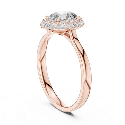 1 Carat Oval Halo Lab Grown Diamond Engagement Ring with Pavé Surround