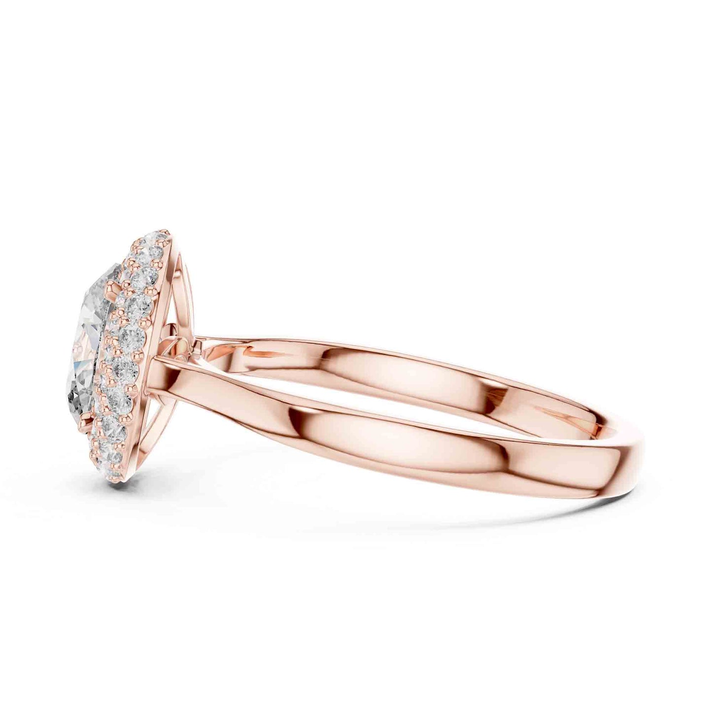 1 Carat Oval Halo Lab Grown Diamond Engagement Ring with Pavé Surround
