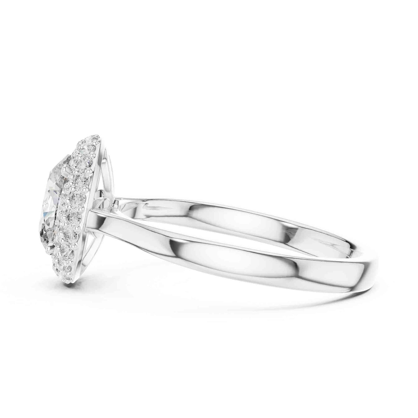 1 Carat Oval Halo Lab Grown Diamond Engagement Ring with Pavé Surround