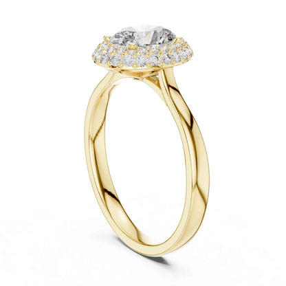 1 Carat Oval Halo Lab Grown Diamond Engagement Ring with Pavé Surround