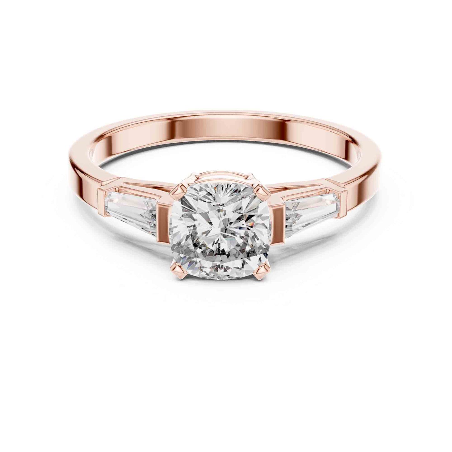 1 Carat Cushion Cut Halo Lab Grown Diamond Engagement Ring with Pavé Frame
