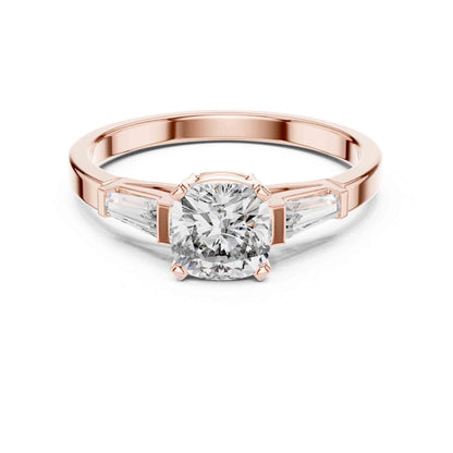1 Carat Cushion Cut Halo Lab Grown Diamond Engagement Ring with Pavé Frame