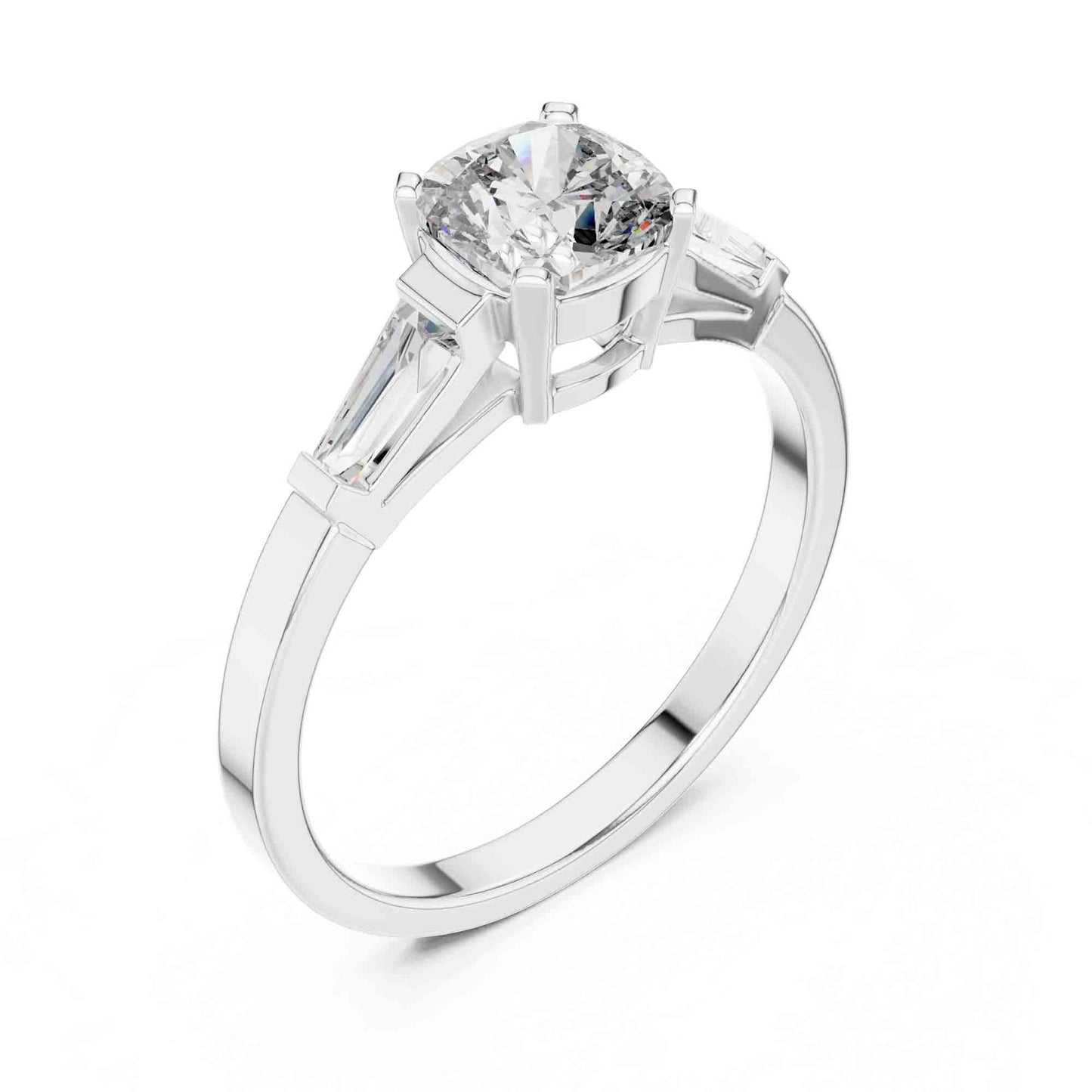 1 Carat Cushion Cut Halo Lab Grown Diamond Engagement Ring with Pavé Frame