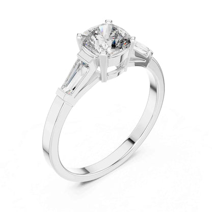 1 Carat Cushion Cut Halo Lab Grown Diamond Engagement Ring with Pavé Frame