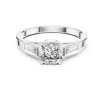 1 Carat Cushion Cut Halo Moissanite Diamond Engagement Ring with Pavé Frame