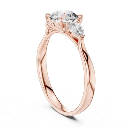 1 Carat Round Cut Diamond Ring with Pear Side Stones