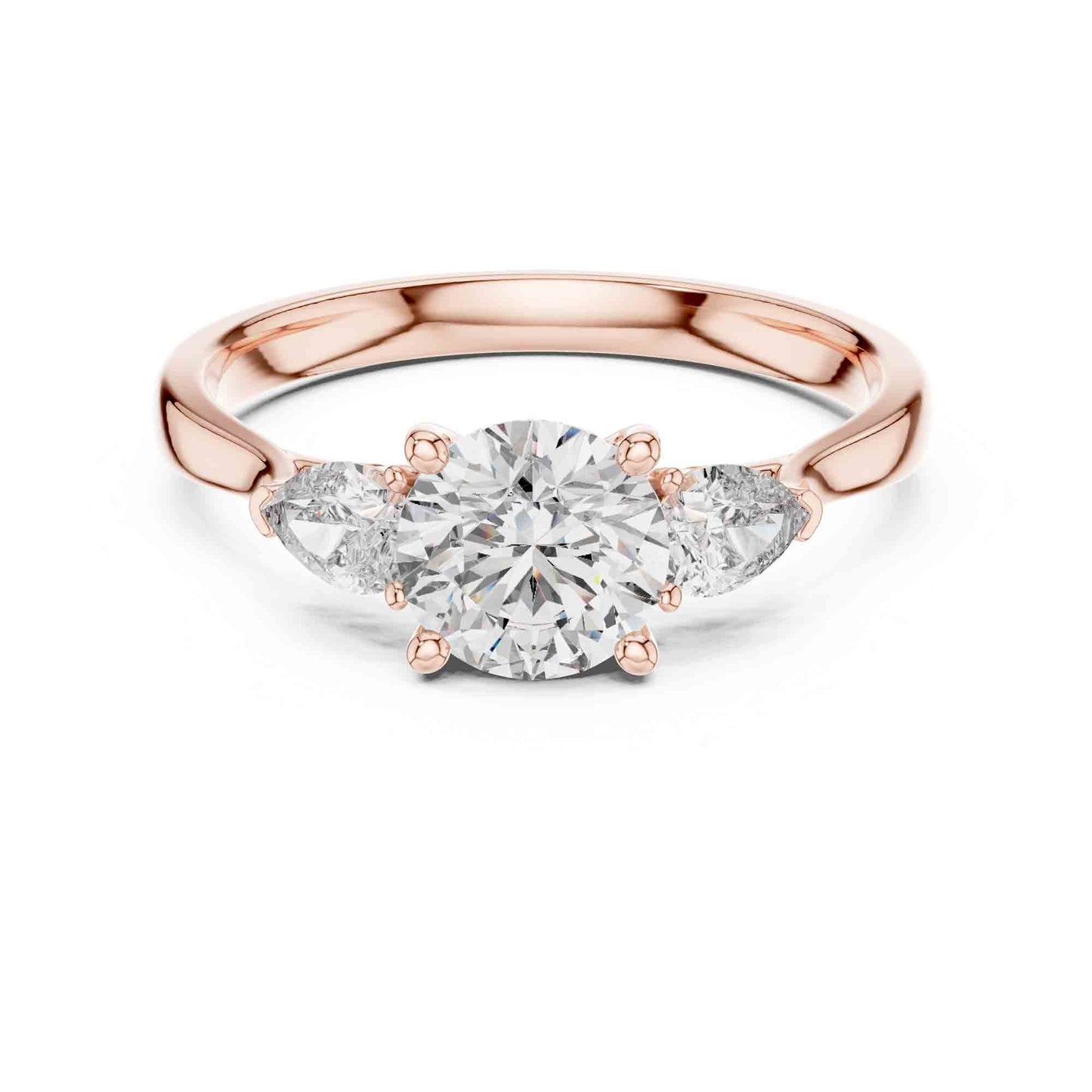 1 Carat Round Cut Diamond Ring with Pear Side Stones