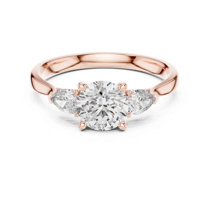 1 Carat Round Cut Diamond Ring with Pear Side Stones